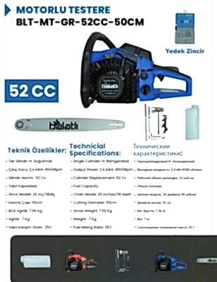 Balatlı 52cc Benzinli Motorlu Testere - Mavi - 6