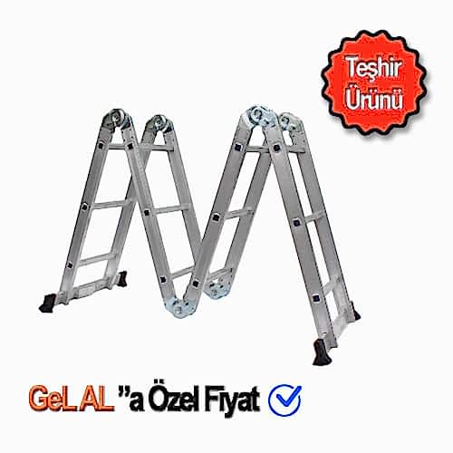 Balatlı Akrobat Merdiven 4*3 12 Basamaklı 3.7 Metre Yükseklik - 1