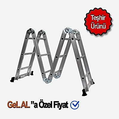 Balatlı Akrobat Merdiven 4*4 16 Basamaklı 4.7 Metre Yükseklik - 1