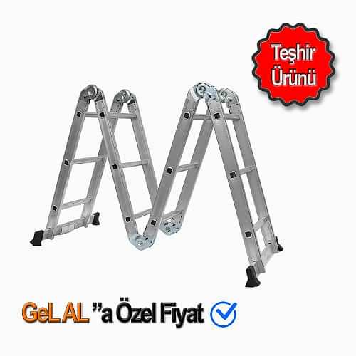 Balatlı Akrobat Merdiven 4*4 16 Basamaklı 4.7 Metre Yükseklik - 1