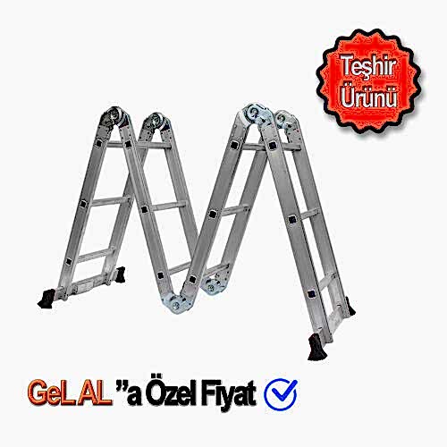 Balatlı Akrobat Merdiven 4*5 20 Basamaklı 5.9 Metre Yükseklik - 1