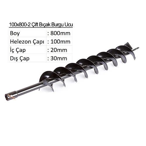 Balatlı Çift Bıçak Toprak Burgu Ucu YP-TB-100x800-2 mm - 1