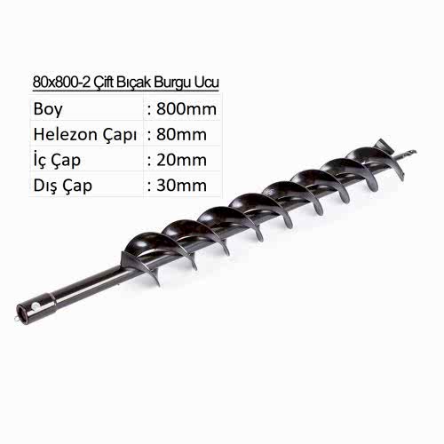 Balatlı Çift Bıçak Toprak Burgu Ucu YP-TB-80x800-2 mm - 1
