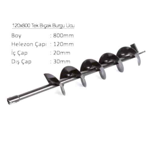 Balatlı Tek Bıçak Toprak Burgu Ucu YP-TB-120x800 mm - 1