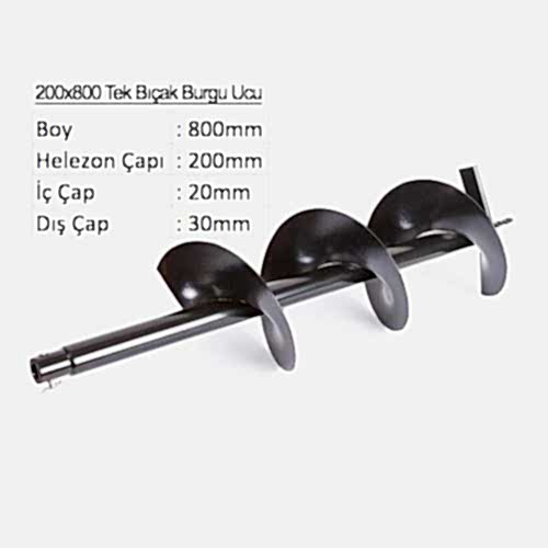 Balatlı Tek Bıçak Toprak Burgu Ucu YP-TB-200x800 mm - 1