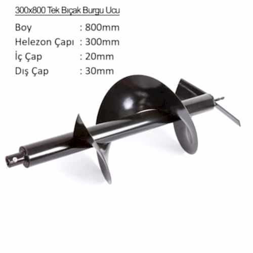 Balatlı Tek Bıçak Toprak Burgu Ucu YP-TB-300x800 mm - 1