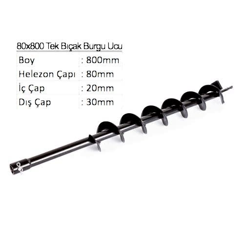 Balatlı Tek Bıçak Toprak Burgu Ucu YP-TB-80x800 mm - 1