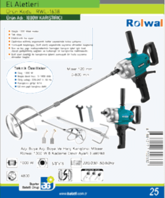 Rolwal 1000 Watt Boya Karıştırıcı Makinesi - 3