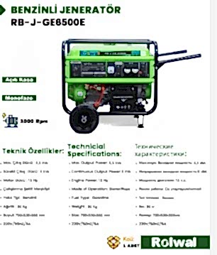 Rolwal 5.5 kW Marşlı/İpli Benzinli Jeneratör - GE6500E - 2