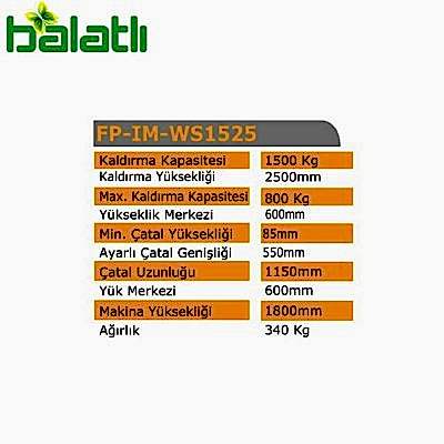 Rolwal Tam Akülü İstif Makinesi 1500 Kg FP-IM-WS1525 - 2
